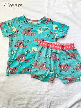 💙2/$25 BONDS 7 Years Kid Bluey Green Red Road Trip Car Pajamas Set Summer